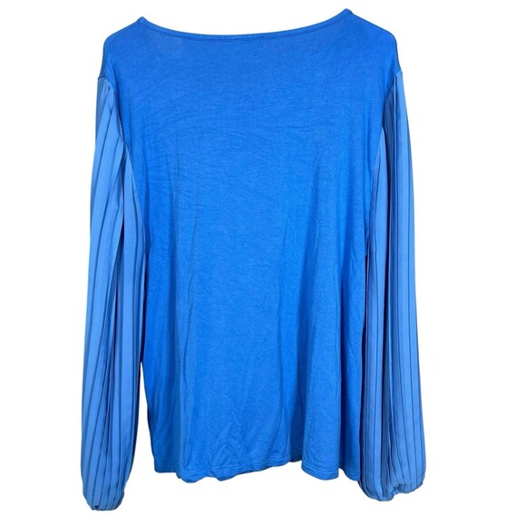 Talbots XL Women’s Blue Top Balloon Pleated Sleeve Scoop Neck Dressy Blouse - Picture 8 of 10
